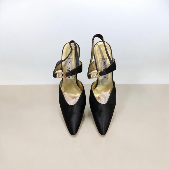 Escada Shoes - Escada Black Heels with Gold Accents